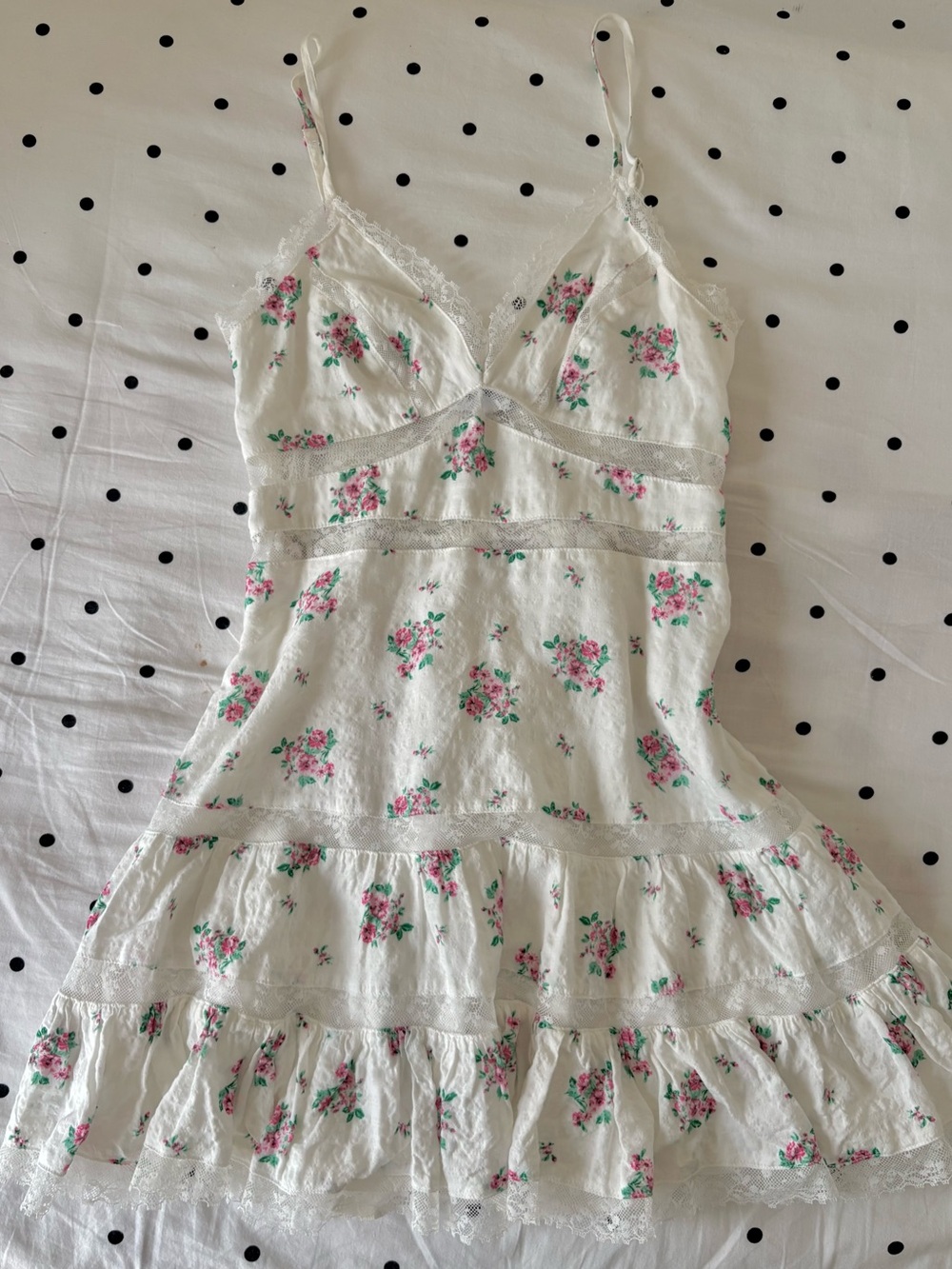 Sky to Moon White Floral Cami Strap Minidress Size S Cotton Minidress